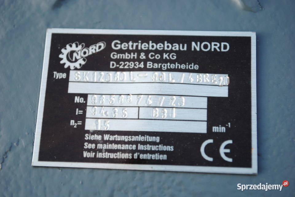 Motoreduktor kątowy 15kw 15obrmin z hamulcem lubuskie Kargowa