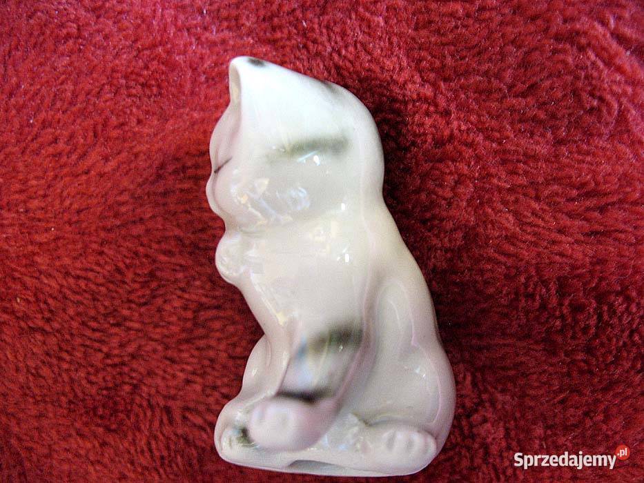 Kot szary mały kotek porcelana 4 x 3 x 25 Siedlce