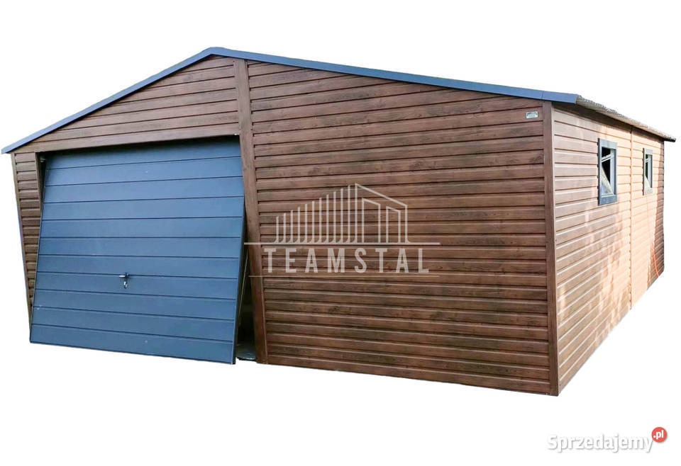 GARAŻ BLASZANY 6m x 6m dwuspad Brama drzwi 2x