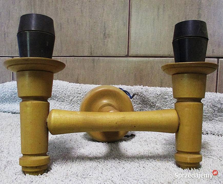 Kinkiet Drewniany Podwójny PRL Nieporęt