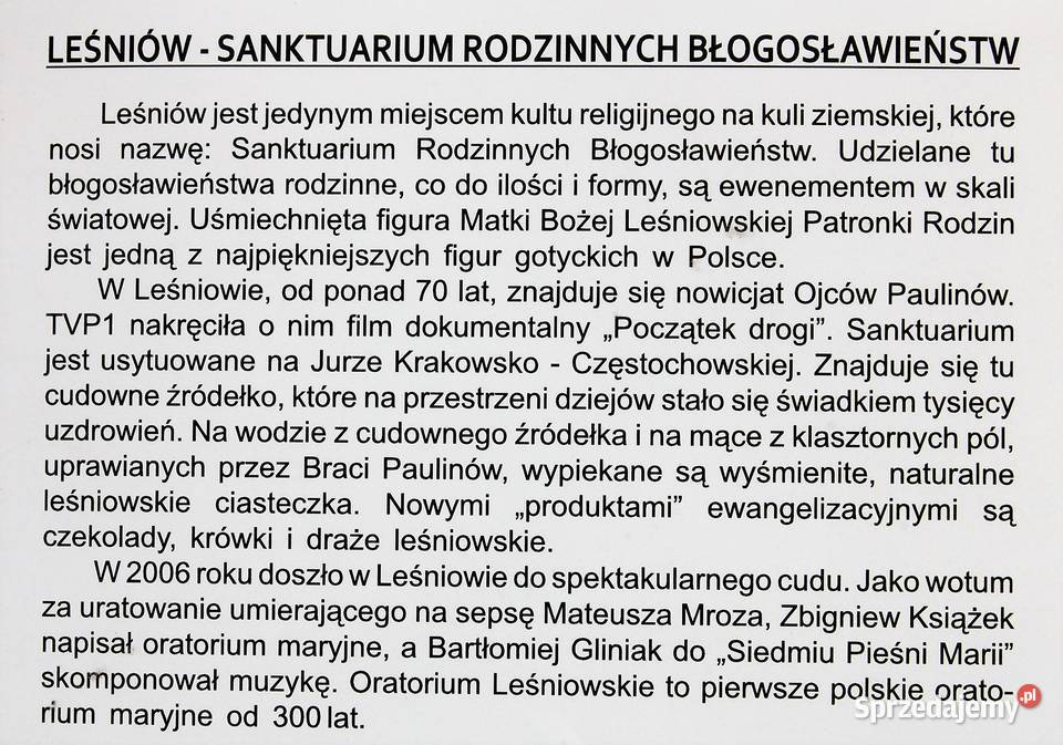 Matka Boża Leśniowska Patronka Rodzin obrazek 30 Dekoracje i ozdoby Lublin