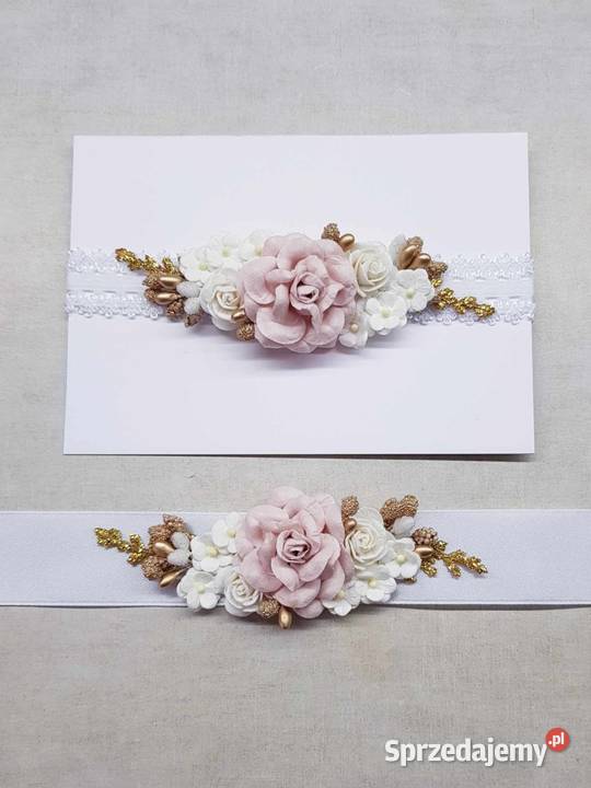 Zestaw koronkowa opaska pasek do sukienki podkarpackie