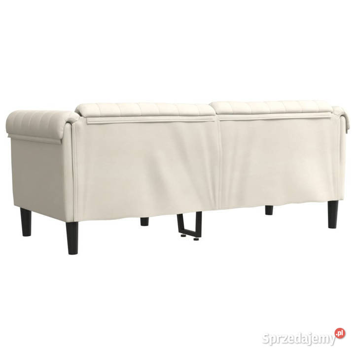 Sofa dwuosobowa kremowa aksamit WM372582 Sofy i kanapy Warszawa