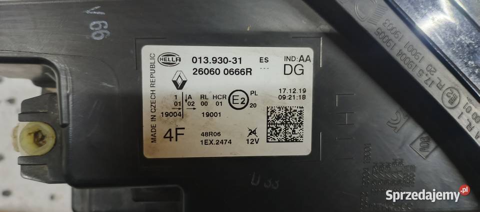 LAMPA RENAULT CAPTUR II LEWA 260600666r Brześć Kujawski