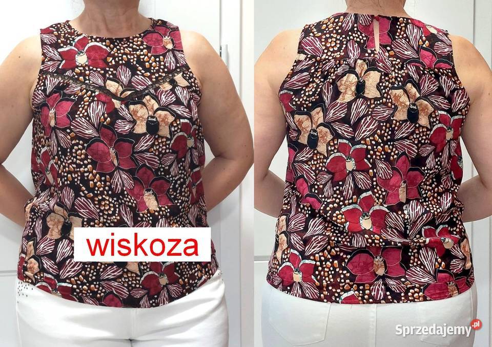 Bluzka S 36 Orsay brązowa kwiaty wiskoza NOWA