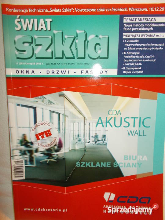 ŚWIAT SZKŁA 11 2012 4 5 2014 11 12 2015 1 2016 Poznań sprzedam