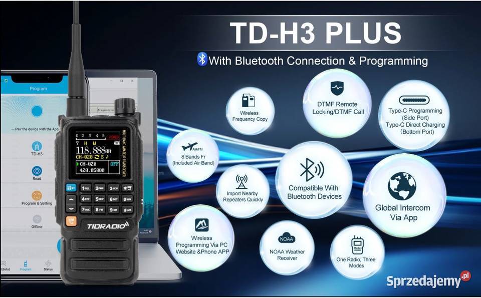 FABRYCZNIE NOWE TIDRADIO TDH3 Plus 5W FM 87108 Pozostałe