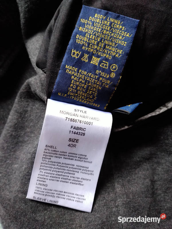 Marynarka szara bawełna Polo Ralph Lauren Kielce