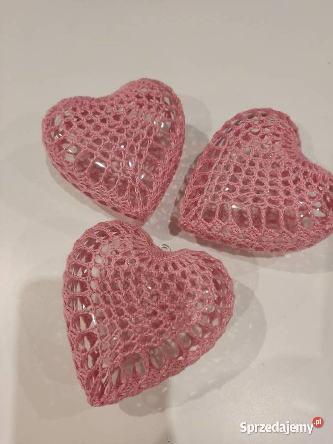 Serca szydelkowe zawieszki Rękodzieło Dębica