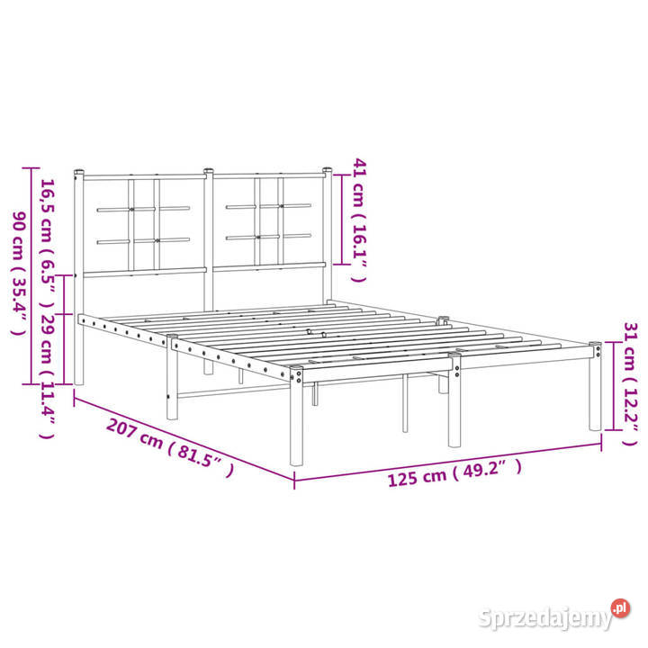 Łóżko Metalowe Białe Rama Łóżka Ze Stelażem 90cm