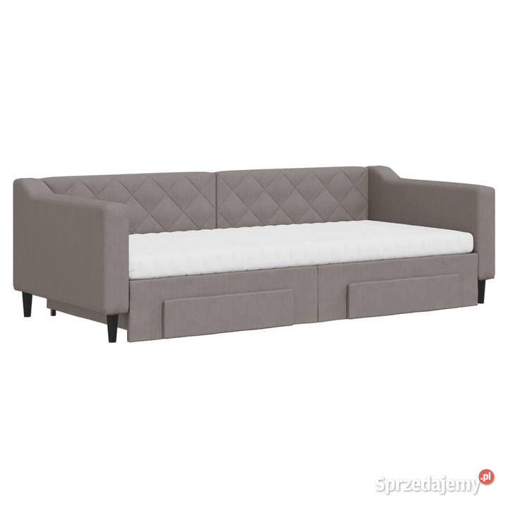 Sofa rozsuwana z szufladami taupe tkanina 90x200 mazowieckie