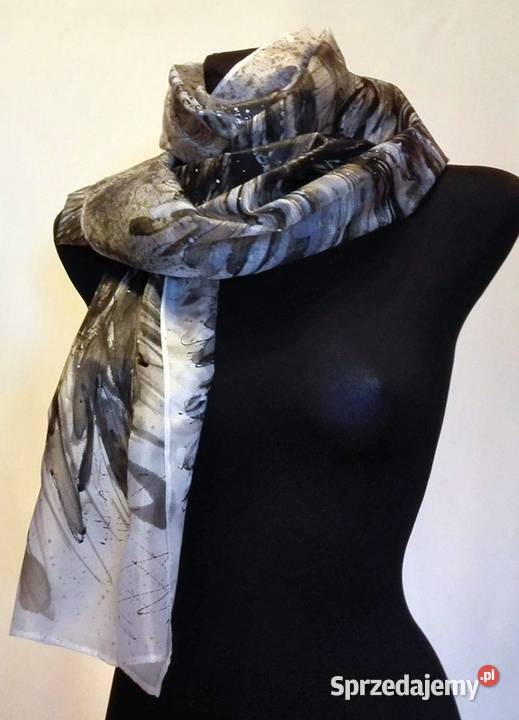 Szal jedwabny ręcznie malowany pt Pióra Katowice sprzedam