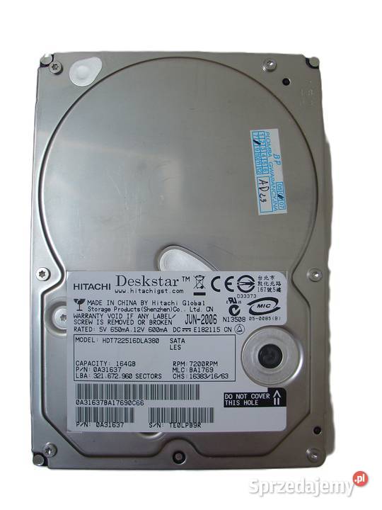 Dysk twardy Hitachi Deskstar HDT722516380 SATA Łódź sprzedam