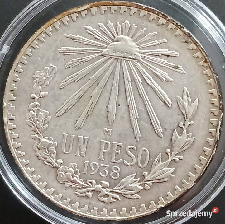 1 Peso Meksyk 1938 r Srebro oryginał piękne Konin sprzedam
