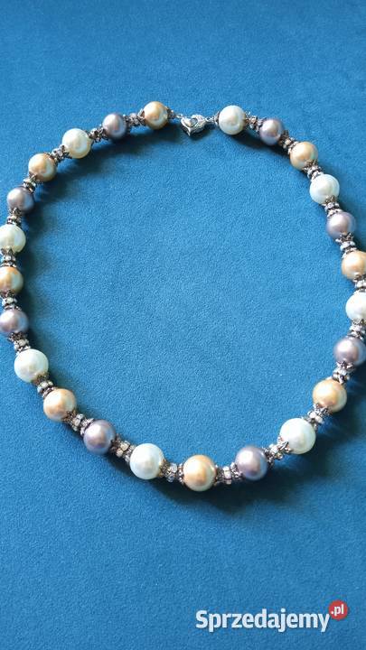 PIĘKNA PERŁOWA BIŻUTERIA NASZYJNIK I BRANSOLETA wielkopolskie Piła