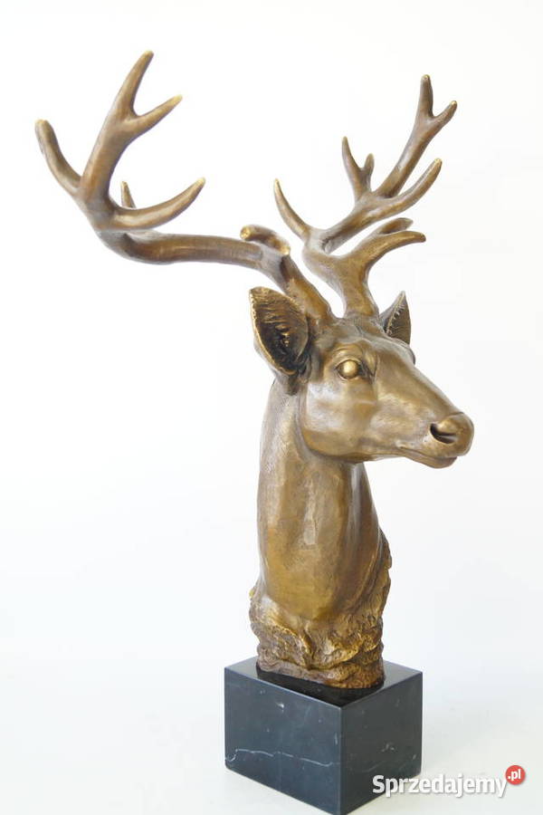 Figura z brązu rzeźba JELEŃ trofeum myślistwo Gizałki