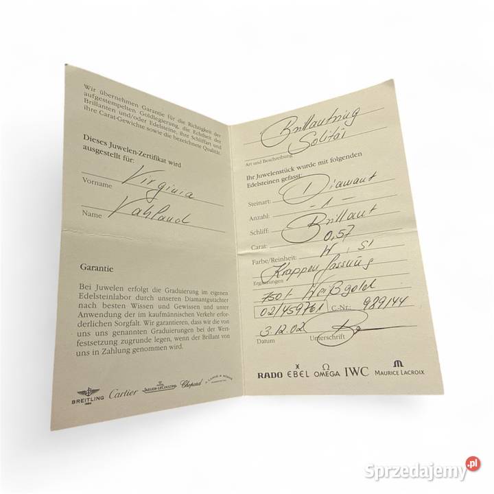 Ekskluzywny pierścionek zaręczynowy z białego Szczecin sprzedam