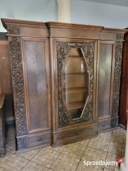 Piękny zestaw gabinetowy antyczny biblioteka