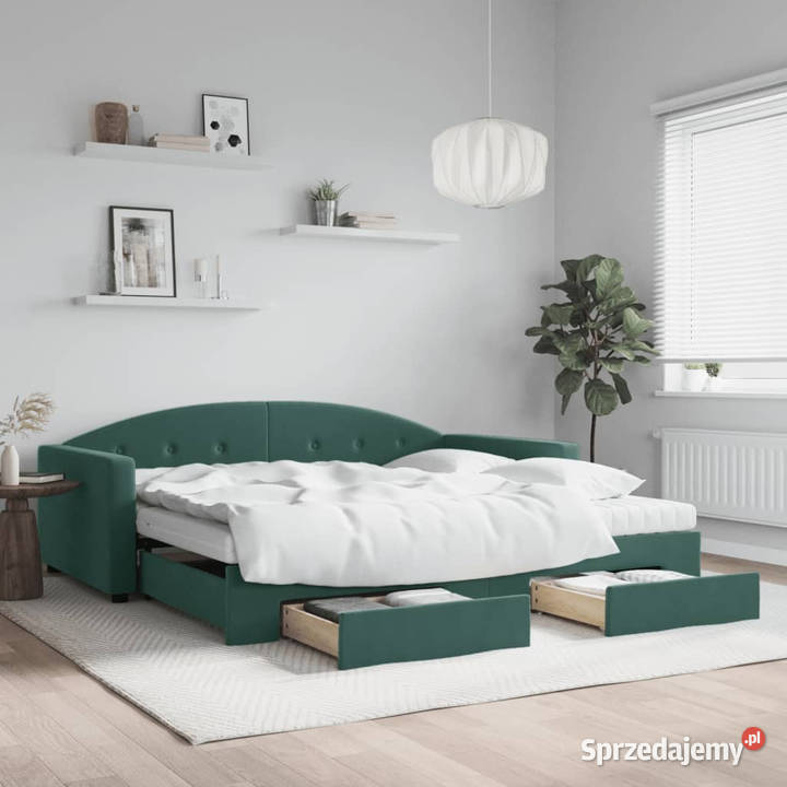 Sofa rozsuwana z szufladami ciemnozielona Warszawa