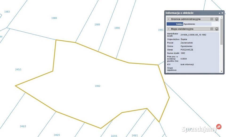 Działka Rolna 21362 m2 Gmina Ogrodzieniec 9zł/m2 śląskie Podzamcze