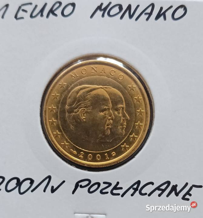1 Euro Monako 2001 r pokryte złotem rzadkość Konin