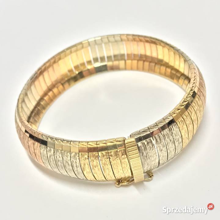 Złota BRANSOLETKA damska 18K trzy KOLORY złota złote mazowieckie Warszawa