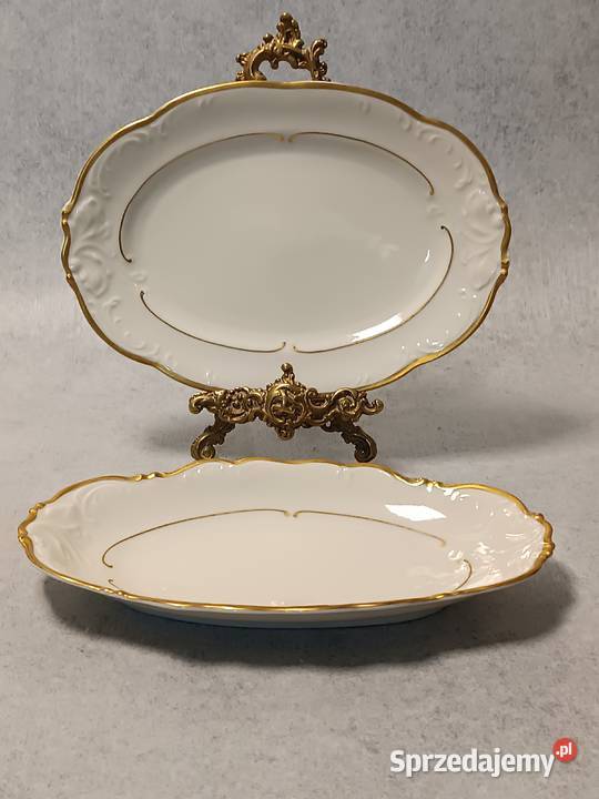 Patery Zestaw Pater KPM Krister Złoty Liść Porcelana i szkło Dobrzany