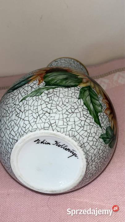 Wazon Słoneczniki Ręcznie zdobiony Sygnowany pomorskie Gdańsk