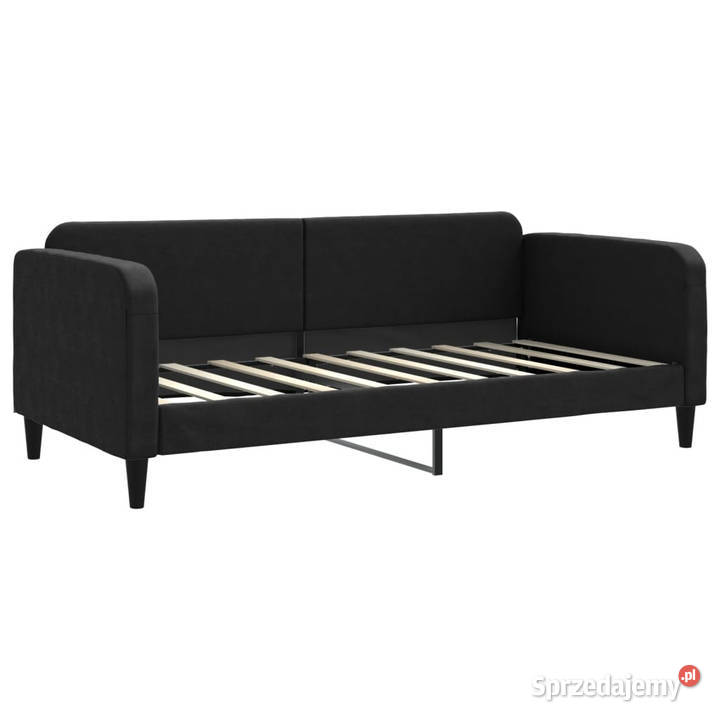 Sofa z funkcją spania czarna obita tkaniną sprzedam