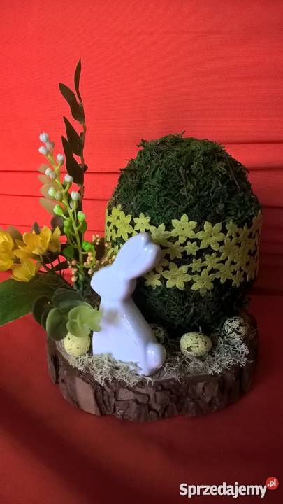 jajko steoik hand made zając drewno mech Dekoracje i ozdoby Sierpc