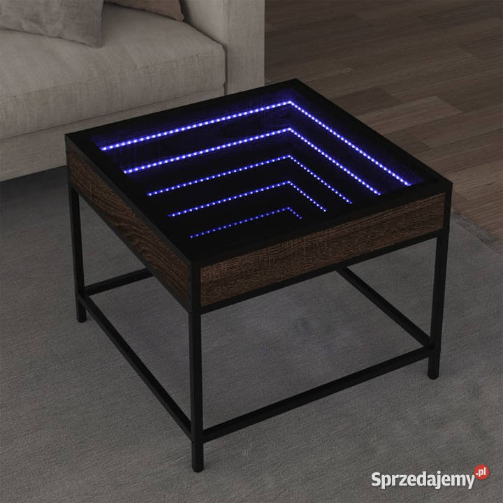 Stolik kawowy z LED Infinity brązowy dąb Stoły Warszawa