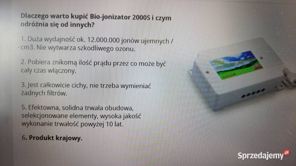 JONIZATOR OCZYSZCZACZ POWIETRZAMODEL 2000S mazowieckie Borzęcin Duży sprzedam