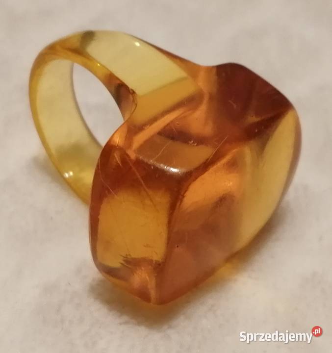 Sygnet pierścień bursztynowy 18mm Biżuteria Czeladź
