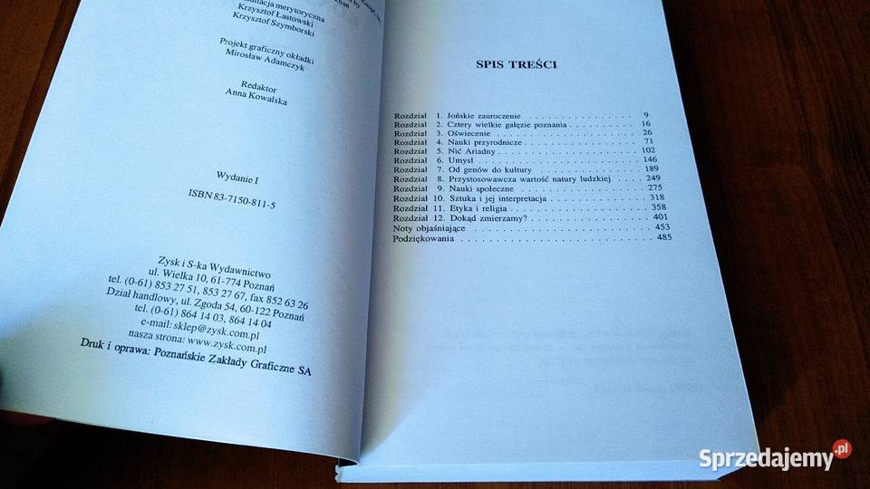 Konsiliencja jedność wiedzy Edward O Wilson Gdańsk sprzedam