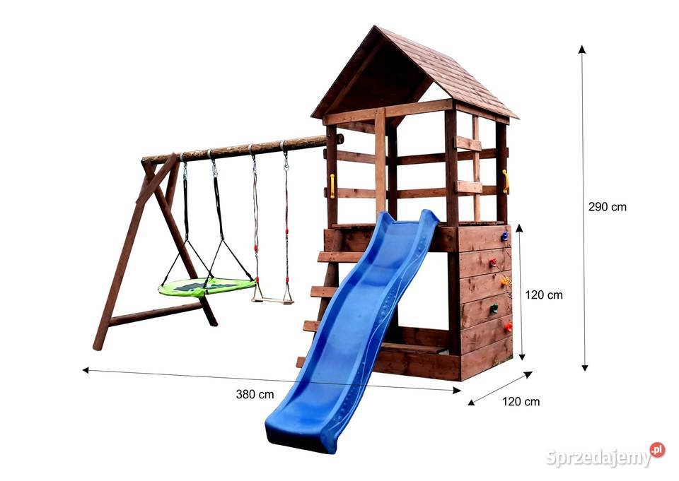 Plaz Zabaw o Ogrodu ZYGZAK DOMEK Ślizg Drewno  Kraków