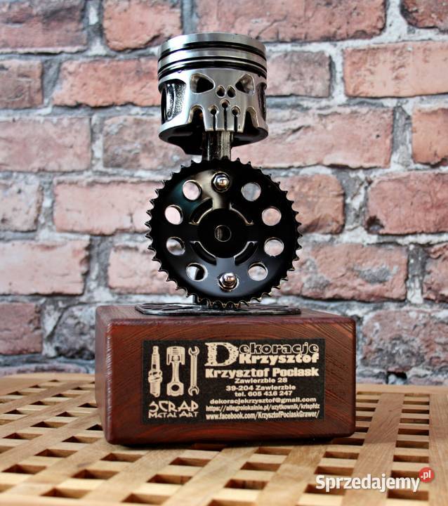 Puchar Czaszka Tłok Scrap Metal Art Dębica