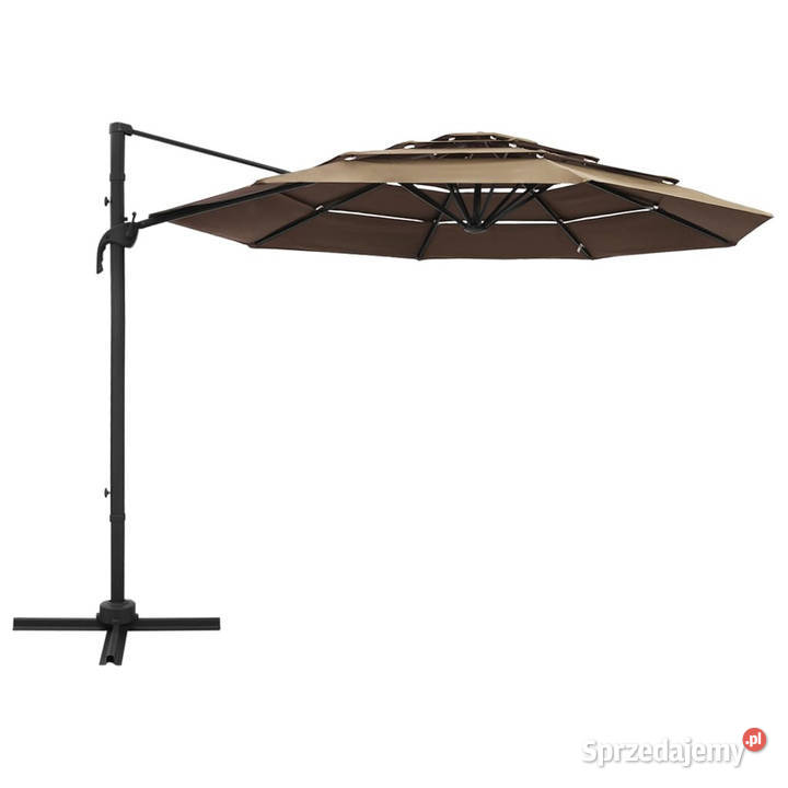 4poziomowy parasol na aluminiowym słupku taupe