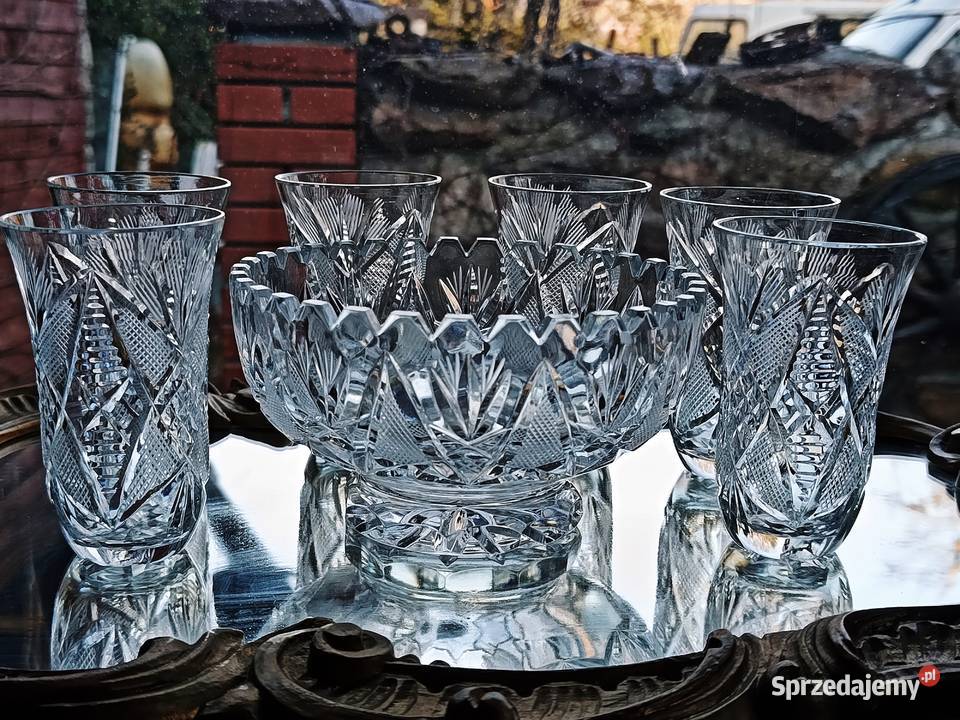 Zestaw kryształowy szklanki 6 sztuk miska Klenica