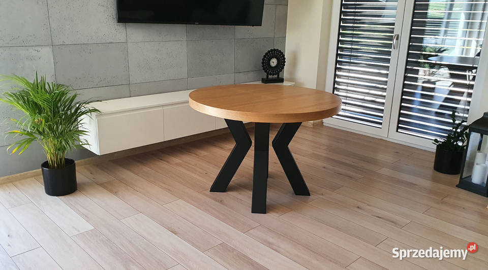 Nowoczesny stół dębowy okrągły rozkładany Loft 3 Krosno