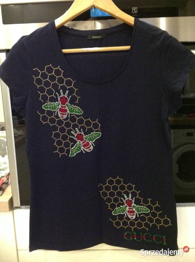 Piękna Bluzka Damska M Mucha Cyrkonie Granatowa Nowa Sól