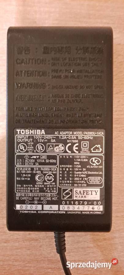 Zasilacz Toshiba PA3083U1ACA zasilacze Cieszyn