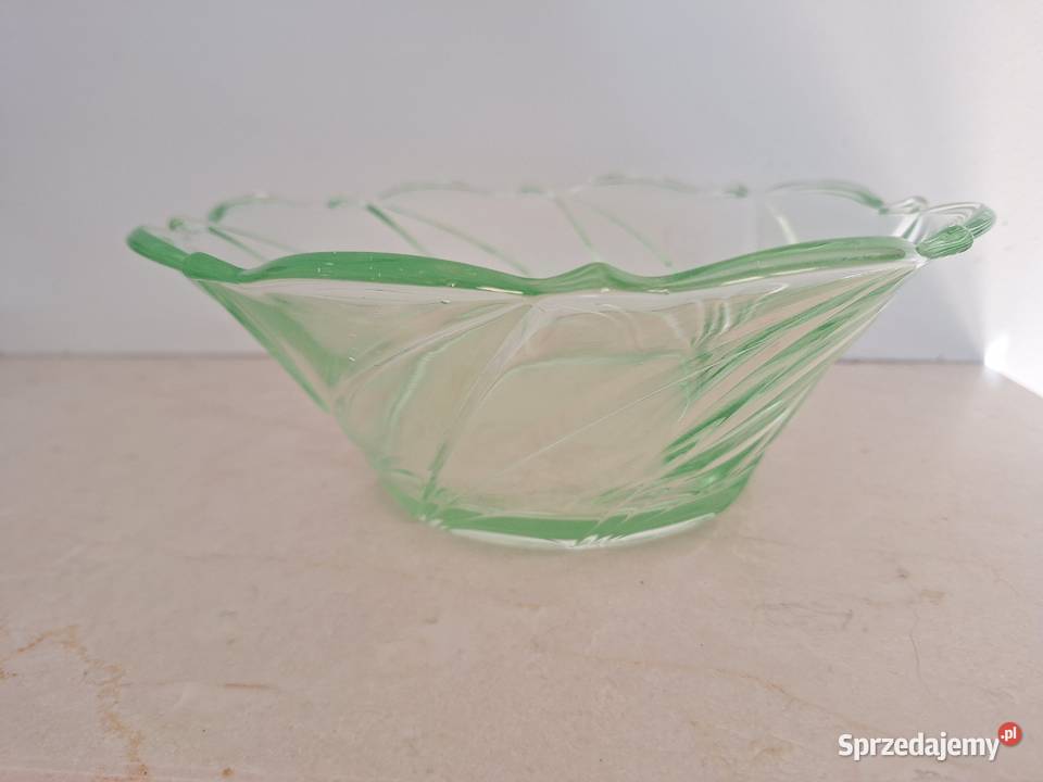 Szklana Miseczka Miska Patera ze Szkła Uranowego Gdańsk