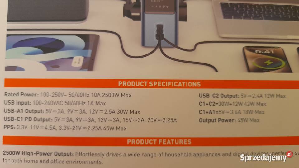 Power bank 2500W LONIO 140W szybkie ładowanie łódzkie Szadek