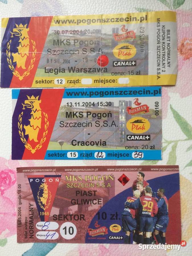 1169 Bilety Pogoni Szczecin 2004 R zachodniopomorskie sprzedam