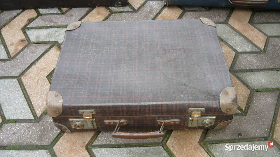 Walizki zestaw 5 stare tekurowe podróżne PRL