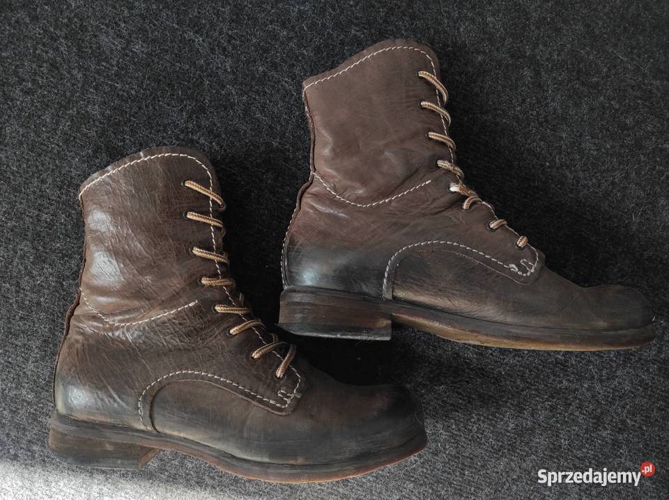 Skórzane buty wiązane brązowe wkładka 255