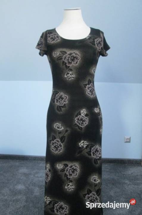 Wieczorowa elegancka sukienka maxi w kwiaty Kraków sprzedam
