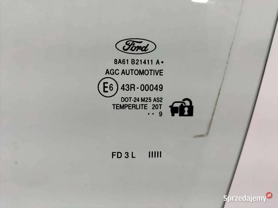 SZYBA DRZWI LEWY PRZÓD 09 3D HB 8A61B21411A Ford Boczne (drzwi)