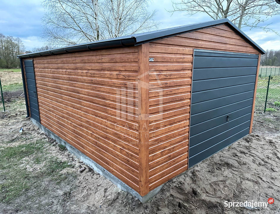 GARAŻ BLASZANY 4x6 m dwuspad drzw rynny
