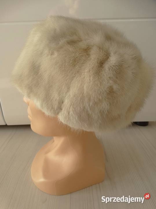 Czapka Futrzana z Norek Kremowa Toczek Futro podlaskie sprzedam